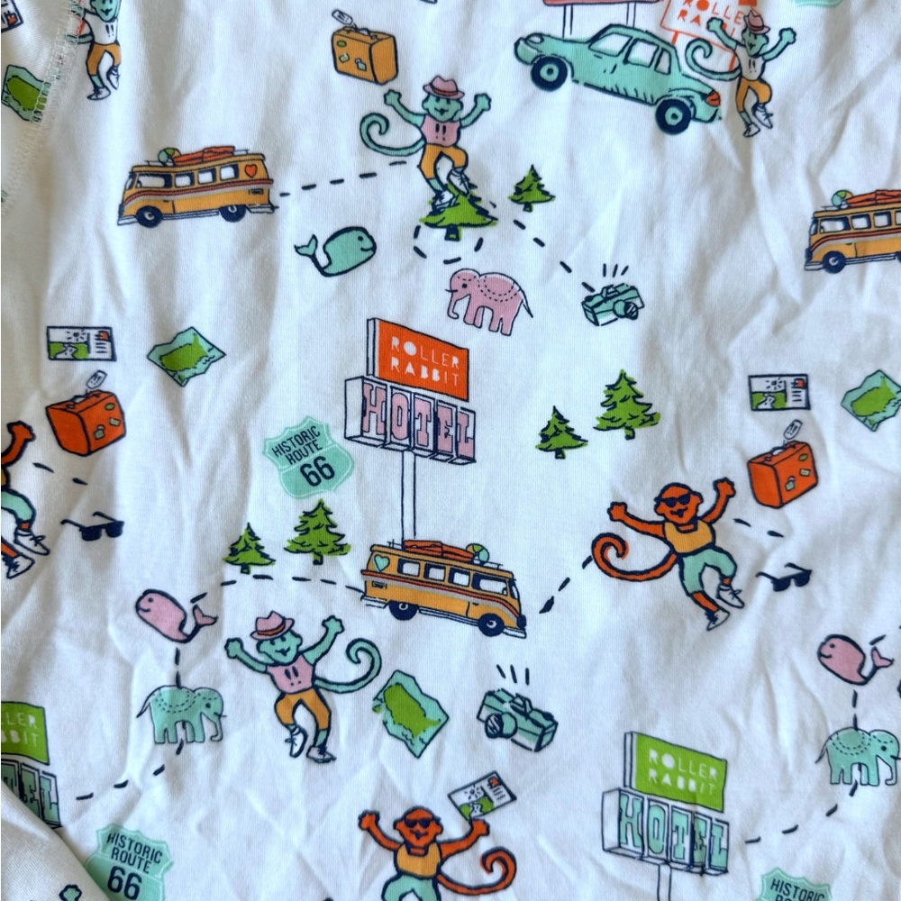 Roller Rabbit On The Road Pajama Set M Long Sleeve Pants EUC Preppy Lounge comfy - Picture 8 of 11